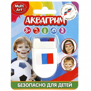 Аквагрим - Флаг РФ, 3 карандаша: белый, синий, красный, на блистере (MultiArt, 11052-R)