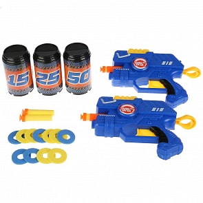 Набор – Бластер-Тир с мягкими пулями, дисками, банками (Играем Вместе, 1409G238-R)