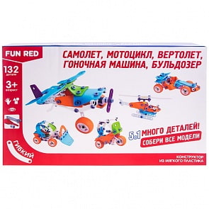 Конструктор гибкий - Транспорт 5 в 1, 132 детали (Fun Red, FRCF012)