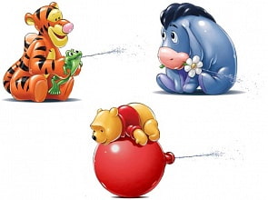 Брызгалки для ванны: Винни, Тигра, Ослик Иа (Tomy, 71873)