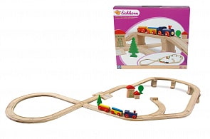 Набор деревянной железной дороги с мостом и тупиком (Eichhorn, 100001203)