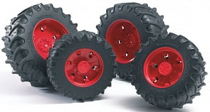 Bruder. Шины для системы сдвоенных колес с красными дисками (Bruder, 03-303) 
