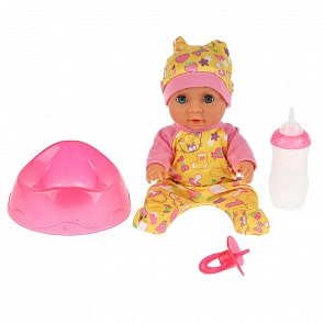 Интерактивный пупс – Оленька, пьет, писает, с аксессуарами, 50 звуков, 20 см (Карапуз, Y20DP-BR-38381)