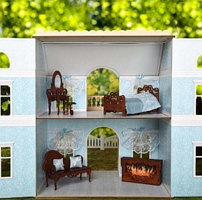 Набор обоев и ламината для дома с черепичной крышей – Голубая жемчужина (ЯиГрушка, 59505-2)