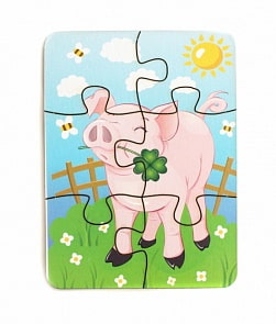 Пазл - Счастливый поросёнок, 6 деталей (Тимбергрупп, IG0076)