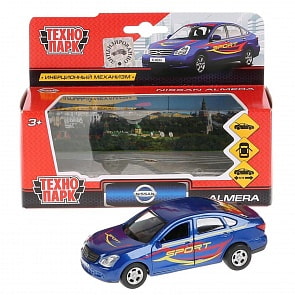 Машина металлическая инерционная Nissan Almera спорт 12 см, открываются двери и багажник  (Технопарк, SB-17-47-NA-S-WB)