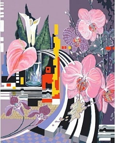 Раскраски по номерам - картина «Композиция с орхидеями», 40 х 50 см. (Белоснежка, 927-AB)