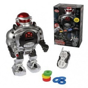 Робот на р/у – Защитник планеты, русская озвучка, стреляет, в комплекте метательные диски 12 штук, свет и звук (Наша игрушка, 9184)