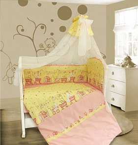 Комплект в кроватку - Забавки, 7 предметов, розовый (Bombus, BOM_1336)