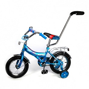 Велосипед детский Mustang с ручкой, синий (MUSTANG, BU12P-15sim)	