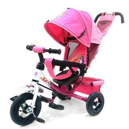 Велосипед 3-колесный из серии Filly, с резиновыми надувными колесами 10 и 8 дюймов, регулируемая спинка, задний тормоз, цвет – розовый 