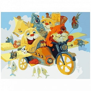 Раскраски по номерам - Картина «Котолёт», 40 х 50 см. (Белоснежка, 015-AB)