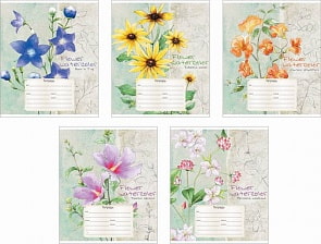 Ученическая тетрадь Flower Watercolor, в линейку, 12 листов (Полиграфика, 35222_)
