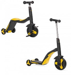 Самокат-беговел Black Aqua FL-868, 3 в 1, чёрно-лимонный (А.В.Т.Спорт, 7440RT)