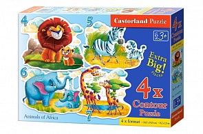 Пазлы Castorland - Животные Африки 4 х Puzzle 4/5/6/7 элементов (Castorland, B-04454)