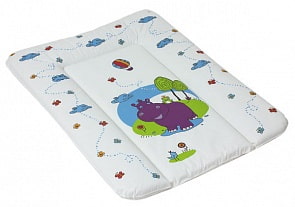 Пеленальный матрац с мягким основанием Счастливый Бегемотик, белый, 50х70 см (ОКТ, 8673)