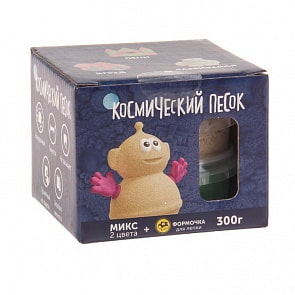 Набор Космический песок пластичный Микс 2 цветов: классический и зеленый, с формочкой (Космический песок, KP015SG)