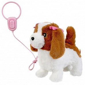 Интерактивный щенок Альма 23 см на поводке ходит озвученный (Мой питомец, JX-14151)