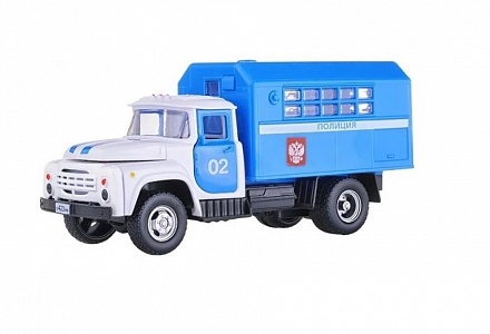 Инерционный металлический грузовик Полиция, 16 x 6 x 8,5 см., 1:52 