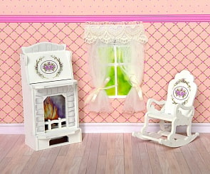 Набор мебели для кукольного дома - Камин и кресло-качалка, коллекция Прованс (ЯиГрушка, 59409st)