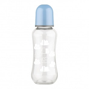 Бутылочка для кормления из серии Малыши и Малышки с соской молочной, от 0 мес, 250 мл, стеклянная (Lubby, 16031/48/6)