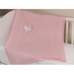 Плед вязанный UPS PUPS USNS14-04 с аппликацией Игрушки, 90*90 (акрил, розовый)