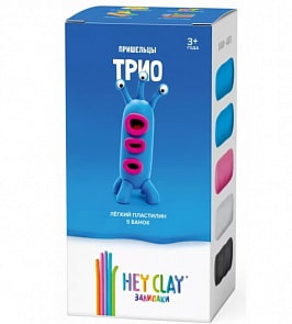 Легкий пластилин для лепки Залипаки - Трио, 5 банок (Hey Clay)