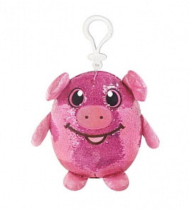 Мягконабивная фигурка Shimmeez - Свинка в пайетках, с карабином, 9 см (Beverly Hills Teddy Bear, SMZ01016)