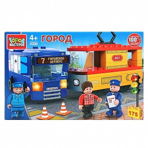 Конструктор Город мастеров - Авария: троллейбус + трамвай, с фигурками, 175 деталей (Город мастеров, 3330-KK)