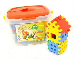 Конструктор Семья, 108 элементов, в ведёрке (Полесье, 51561)