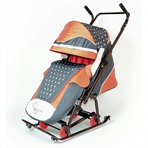 Санки-коляска Скользяшки – Мозаика, коричневый-терракотовый-светло-бежевый цвет (RT, 6223RT)