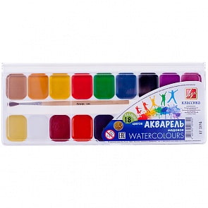 Акварель – Классика, 18 цветов, с кистью (Луч, 19С1293-08)