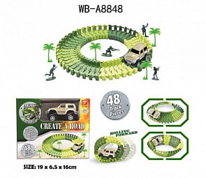 Гибкий трек – Армия, 48 элементов, с машинкой и 4 фигурками солдат, 19 х 16,2 х 6,5 см. (1629)