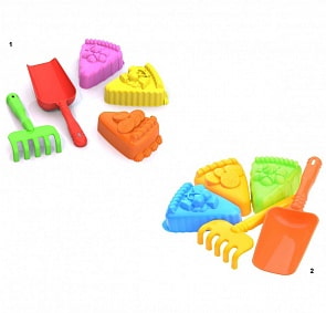 Набор для песка №108 - совочек, грабельки, 3 формочки (Нордпласт, Н-431798) (ассортимент)