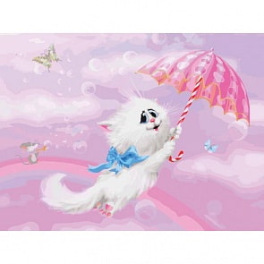 Раскраски по номерам - Картина Белая кошечка, 30 х 40 см (Белоснежка, 745-AS)