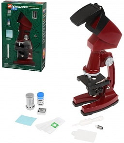 Микроскоп детский, 90х увеличение, 3 объектива, аксессуары (Наша игрушка, TMP-B900)