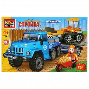 Конструктор Зил перевозчик с бульдозером, с фигуркой, 195 деталей (Город мастеров, 7581-KK)