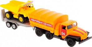 Аварийная служба Урал с машинкой на прицепе, металлическая инерционная (Технопарк,  SB-16-15) (ассортимент)