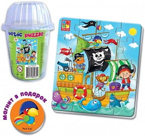 Мягкие магнитные пазлы в стакане - Пираты (Vladi Toys, VT3203-43)
