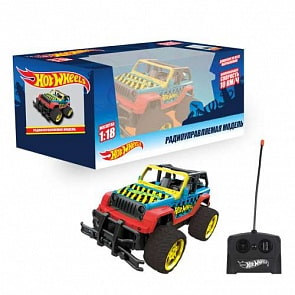 Внедорожник Hot Wheels на радиоуправлении, масштаб 1:18, 27 МГц, размер машинки 21 см, 4 канала (1Toy, Т14168)