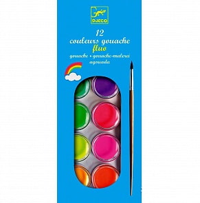 Гуашь 12 цветов, неон (Djeco, 09759)