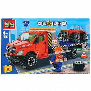 Конструктор ГАЗ - Эвакуатор, с фигуркой, 81 деталь (Город мастеров, 5042-KK)