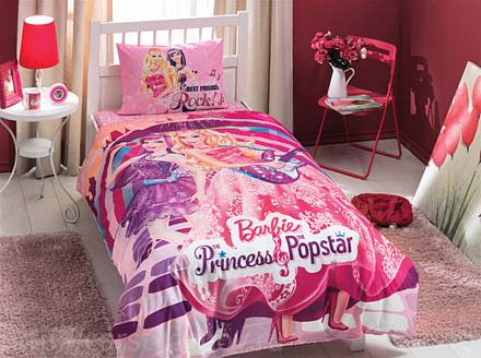 Комплект детского постельного белья, Barbie, 1,5 спальное - Barbie Princess PopStar 