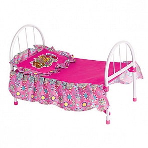 Кроватка для кукол с декором Винкс, металлический корпус, постельное белье (Карапуз, 9342-RUsim)