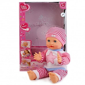 Интерактивная кукла 36 см, 4 функции (Карапуз, 68039E-RU) (ассортимент)