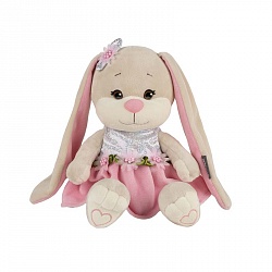 Мягкая игрушка - Зайка Jack&Lin в розовом платьице с цветами, 20 см (Maxitoys, JL-256-20) - миниатюра