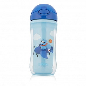 Чашка-термос 300 мл, с трубочкой, синий (DrBrowns, TC01021)