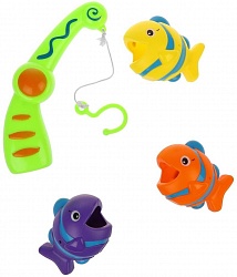 Набор Рыбалка, 3 фигурки + удочка, пакет (Наша игрушка, Q211-G) - миниатюра