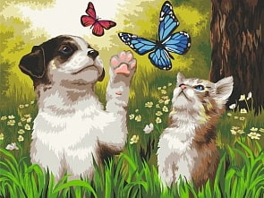 Рисование по номерам на холсте - Друзья на прогулке, размер 40 х 50 (Фабрика Творчества, S048)