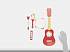 Набор красных музыкальных инструментов - гитара, бубен, губная гармошка, дудочка, трещотка  - миниатюра №9